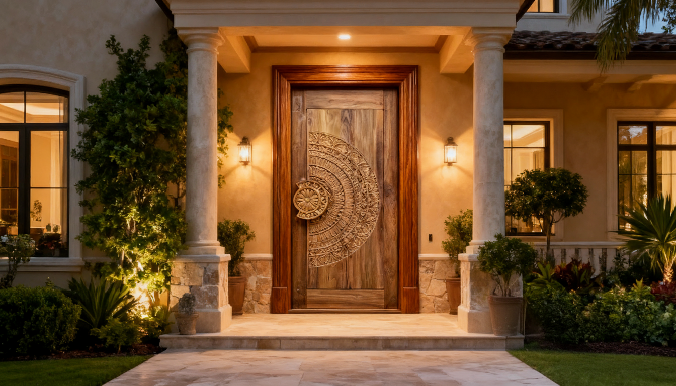 Teak Wood Carving Design Door